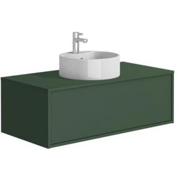 Mueble de Baño Verde Mate Teana II – Diseño Flotante con Lavabo Redondo (94 cm)