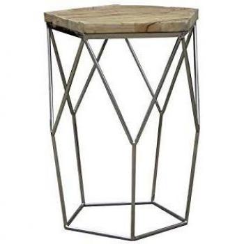 Table d'appoint Gype 50x50x59 cm en Acier et Bois d'Orme