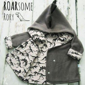 Toddler Dinosaur Coat Grey Fleece 1-4T