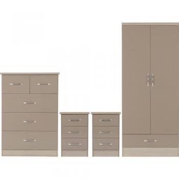 Nevada 2 Door 1 Drawer Wardrobe Bedroom Set