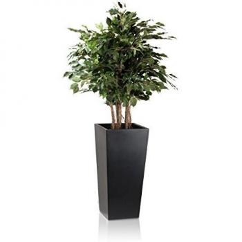 Schwarzes LAVIA 70 – Fiberglas-Pflanzkübel für Balkon & Terrasse