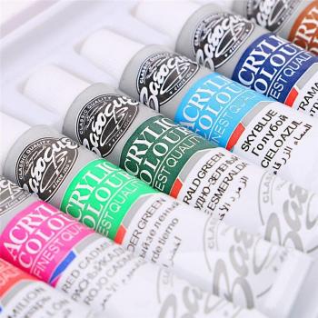 Juego de acuarela acrílica con pincel R9JA, 12 tonos, 6 ML