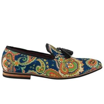 Stylish Navy Paisley Tassel Loafers