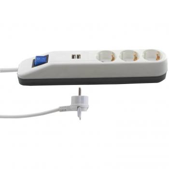 Rev 0014348100 Steckdosenleiste mit Schalter 3fach Weiß-Grau (0014348100)