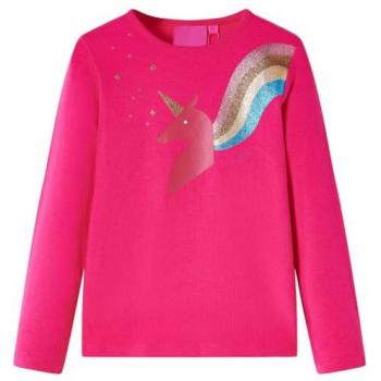 Camiseta Rosa-Choque para Criança Manga Longa 128 vidaXL