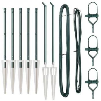 Postes de Valla Acero Galvanizado 7 Pcs Verde Ø32mm