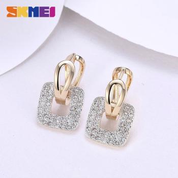 Orecchini Moda Quadrati Skmei Clip Argento