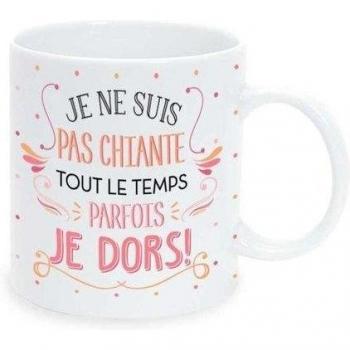 Taza “Serena y Somnolienta: El Mensaje en Frases Francesas”