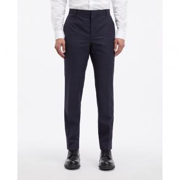 Pantalón de Traje Masculino Slim en Azul Cuadros