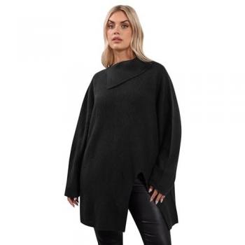 Black Asymmetric Hem T-shirt Top