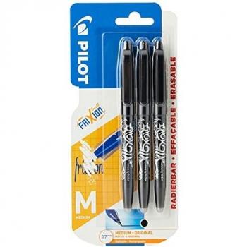 Pilot Frixion 0.7 mm Eraser Roller, Black – Three‑Pack
