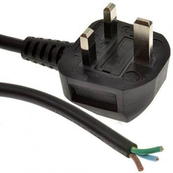 3A Moulded UK Plug to 1mm Cable Stripped Ends 2m