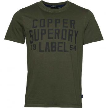 T-shirt Superdry Vintage Copper Label Manica Corta Colore Block Verde Scuro e Grigio Scuro L