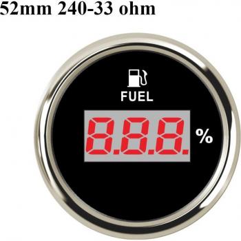 Digital 52mm Fuel Level Gauge 240-33 Ohm for Marine Use