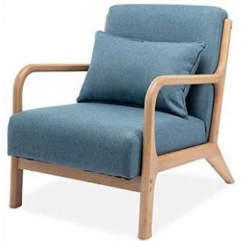 Fauteuil scandinave 1 place en bois et tissu