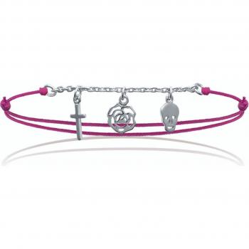 Bracelet Argent Rose Tête de Mort – Les Trésors de Lily (35 × 10 mm)