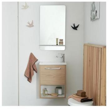 Nika: lavabo con nicho y estante de espejo