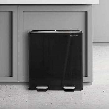 Poubelle 60 L noire à deux sections – ML‑Design