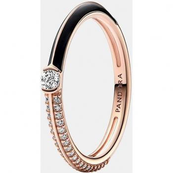 Anillo Pandora Dual en Negro y Pavé