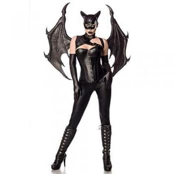 Mask Paradise 80148 Bat Girl Kämpfer Kostüm 80148-Faschingskostüm S, Schwarz