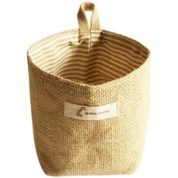 Boîte de Rangement Jute Suspendue – Doublure Coton, Panier Mini pour Bureau