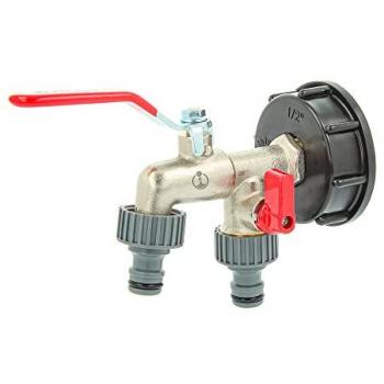 Doppel-Kugelauslauf mit IBC‑Adapter (Grobgewinde 60 mm x 6) – Tecuro Regenwassertank‑Kuppel