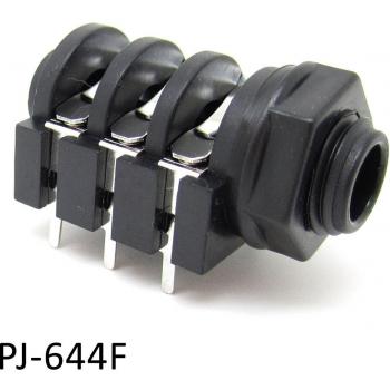 Conector de audio hembra 6 pines 1/4 con rosca plateada