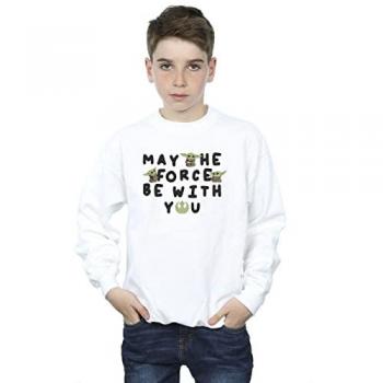 Sudadera The Mandalorian para Niños Grogu Que La Fuerza Te Acompañe 3-4 Años Blanca