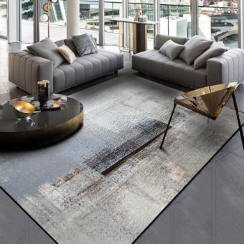 Alfombra Moderna para Dormitorio en Tinta Gris y Negra
