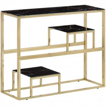 VidaXL Elegant Gold Console Table with Tempered Glass