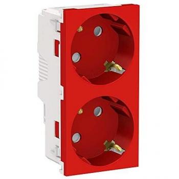 Enchufe Schuko Doble RAPTOR Rojo Schneider Electric