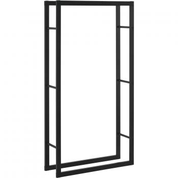 Porte-Bûches Rangement Acier pour Intérieur et Extérieur 80×25×1,5m Noir