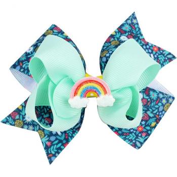 Horquilla con lazo de 4,5 para niña, pasadores de cabello con estampado de colores