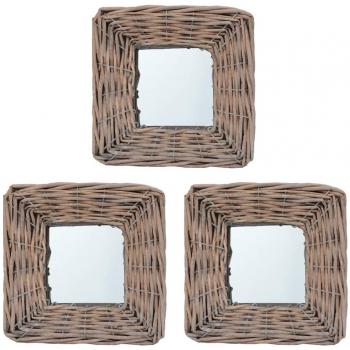 Trio di specchi in legno 15x15 cm con supporto a stanchino