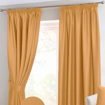 Mustard Yellow Herringbone Chevron Blackout Curtains Pencil Pleat, 46x72