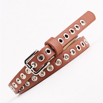 Ceinture cloutée en cuir PU pour femmes avec chaîne
