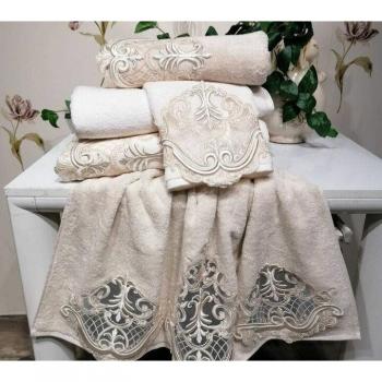 Ensemble de serviettes en coton biologique, 2 pièces, dentelle douce, fabriqué en Turquie