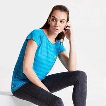 Defy Damen T-Shirt 4JM08L – Quick-Dry Stretch Kurzarm in Süßwasserblau, 34