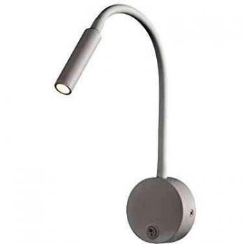 LED Wall Lamp with Reading Spot, 3W Warm White, Round Base Matt White
