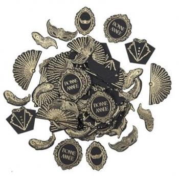 Décoration Année Venise confettis noir 1,5x5 cm
