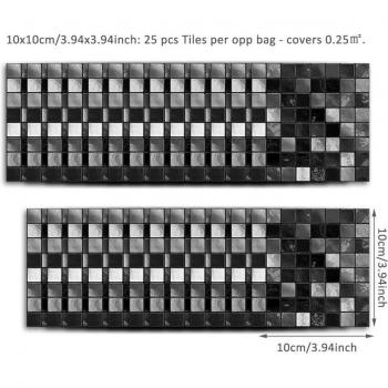 25er Pack selbstklebende Mosaik Aufkleber PVC für Badezimmer 10*10cm/15*15cm