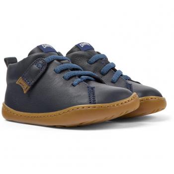 Camper Peu High Blue Leather First Walker Shoes with Hook and Loop Closure, Size 25