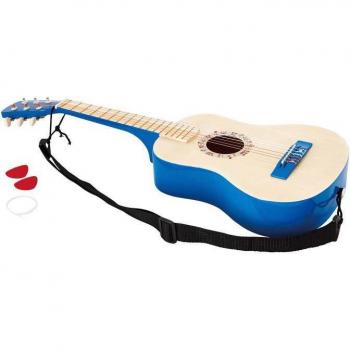 Ruwe blote houten gitaar – blauw