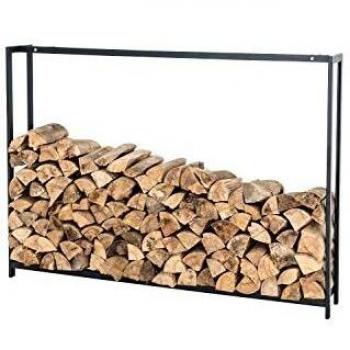 CLP Kaminholzbehälter „Forest“ – schwarz-mattes Edelstahl, 125 × 170 cm