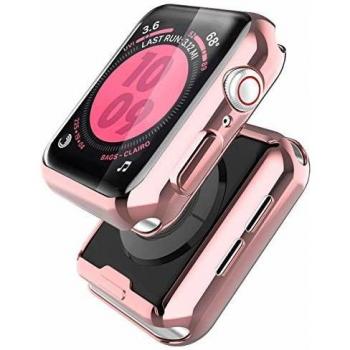 Misxi 2er Pack Hülle für Apple Watch Serie 6 / SE / Serie 5 / Serie 4 mit Displayschutz 40mm, HD ultradünne Rundum Schutzhülle für iWatch (1 klar + 1 roségold)