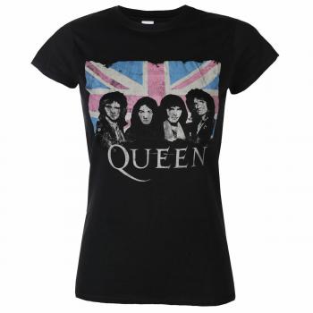 Camiseta de mujer Queen Black Union Jack Rock Off talla L