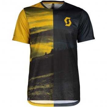 Scott Trail Flow 2019 Maillot de Cyclisme Court Bleu/Ocre Jaune, Taille L (50/52)