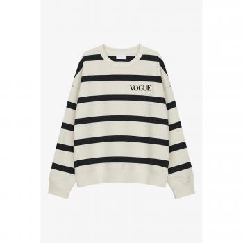 Felpa VOGUE Nera con Righe e Logo Ricamato