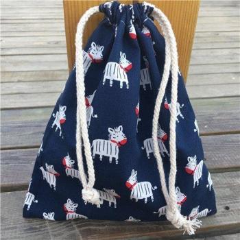 Donkey Print Cotton Poplin Drawstring Bag