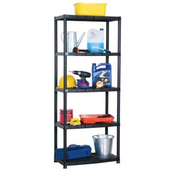 VidaXL Plastic 5-Tier Shelf Black 71x38x170 cm